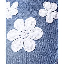 Babyhug Denim Mid Thigh Length With Stretch Shorts Floral Applique - Blue