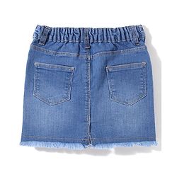 Babybug Denim Mid Thigh With Stretch Washed Skirts Text Embroidery - Blue