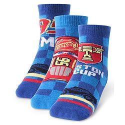 Cute Walk by Babyhug Disney Anti Bacterial Ankle Length Socks with Cars Graphics Pack of 3 - Multicolour