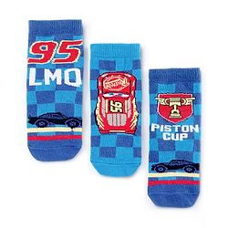 Cute Walk by Babyhug Disney Anti Bacterial Ankle Length Socks with Cars Graphics Pack of 3 - Multicolour