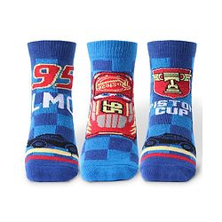 Cute Walk by Babyhug Disney Anti Bacterial Ankle Length Socks with Cars Graphics Pack of 3 - Multicolour