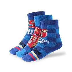 Cute Walk by Babyhug Disney Anti Bacterial Ankle Length Socks with Cars Graphics Pack of 3 - Multicolour