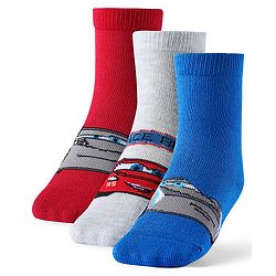 Cute Walk by Babyhug Disney Anti Bacterial Ankle Length Socks with Cars Graphics Pack of 3 - Multicolour