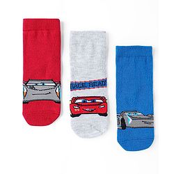 Cute Walk by Babyhug Disney Anti Bacterial Ankle Length Socks with Cars Graphics Pack of 3 - Multicolour
