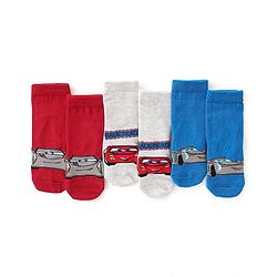 Cute Walk by Babyhug Disney Anti Bacterial Ankle Length Socks with Cars Graphics Pack of 3 - Multicolour