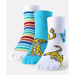 Cute Walk by Babyhug Disney Non Terry Anti-bacterial Ankle Length Socks Lion King Graphics Pack of 3 - Multicolour