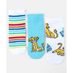 Cute Walk by Babyhug Disney Non Terry Anti-bacterial Ankle Length Socks Lion King Graphics Pack of 3 - Multicolour