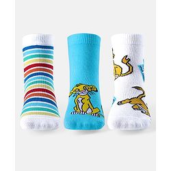 Cute Walk by Babyhug Disney Non Terry Anti-bacterial Ankle Length Socks Lion King Graphics Pack of 3 - Multicolour
