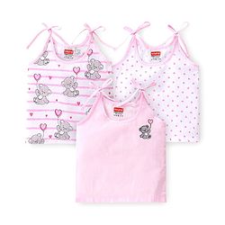 Babyhug 100% Cotton Woven Sleeveless Tie Knot Jhabla Heart Print  Pack of 3 - Multicolour