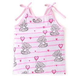Babyhug 100% Cotton Woven Sleeveless Tie Knot Jhabla Heart Print  Pack of 3 - Multicolour