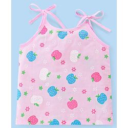 Babyhug 100% Cotton Tie Knot Jhablas With Apple Print Pack Of 5 - Pink
