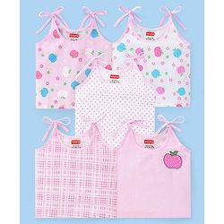 Babyhug 100% Cotton Tie Knot Jhablas With Apple Print Pack Of 5 - Pink