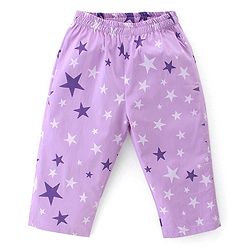 Babyhug Cotton Poplin Woven Half Sleeves Night Suit Star Print - Lavender