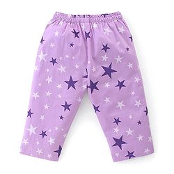 Babyhug Cotton Poplin Woven Half Sleeves Night Suit Star Print - Lavender