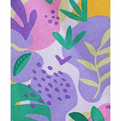 Babyhug Cotton Knit Single Jersey Frill Sleeves Night Suit with Print - Purple & Green