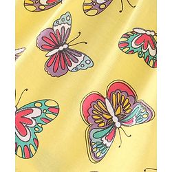 Babyhug Single Jersey Knit Singlet Sleeves Butterfly Printed Frock with Bloomer - Yellow