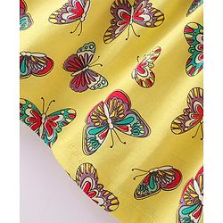 Babyhug Single Jersey Knit Singlet Sleeves Butterfly Printed Frock with Bloomer - Yellow