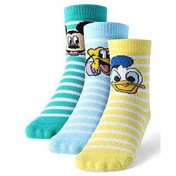 Cute Walk by Babyhug Disney Non Terry Ankle Length Anti-bacterial Socks Mickey Mouse Family Graphics Pack of 3 - Multicolour
