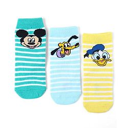Cute Walk by Babyhug Disney Non Terry Ankle Length Anti-bacterial Socks Mickey Mouse Family Graphics Pack of 3 - Multicolour