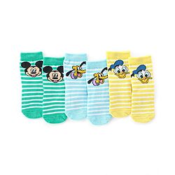 Cute Walk by Babyhug Disney Non Terry Ankle Length Anti-bacterial Socks Mickey Mouse Family Graphics Pack of 3 - Multicolour
