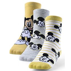 Cute Walk by Babyhug Non Terry Anti Bacterial Ankle Length Socks Mickey Mouse Family Design Pack of 3 - Multicolour