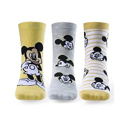 Cute Walk by Babyhug Non Terry Anti Bacterial Ankle Length Socks Mickey Mouse Family Design Pack of 3 - Multicolour