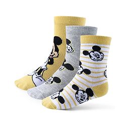 Cute Walk by Babyhug Non Terry Anti Bacterial Ankle Length Socks Mickey Mouse Family Design Pack of 3 - Multicolour