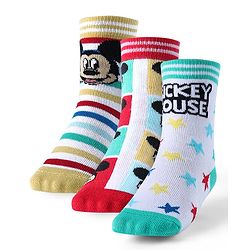 Cute Walk by Babyhug Non Terry Anti Bacterial Ankle Length Socks Mickey Mouse Family Graphics Pack of 3 - Multicolour