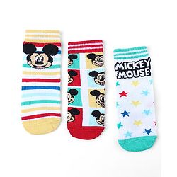Cute Walk by Babyhug Non Terry Anti Bacterial Ankle Length Socks Mickey Mouse Family Graphics Pack of 3 - Multicolour