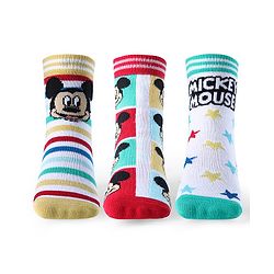Cute Walk by Babyhug Non Terry Anti Bacterial Ankle Length Socks Mickey Mouse Family Graphics Pack of 3 - Multicolour
