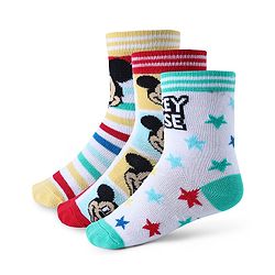 Cute Walk by Babyhug Non Terry Anti Bacterial Ankle Length Socks Mickey Mouse Family Graphics Pack of 3 - Multicolour