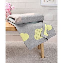 Babyhug Premium Knitted Cotton All Season Blanket Cloud Print - Grey Multicolour