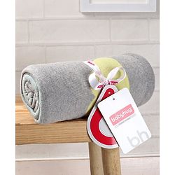 Babyhug Premium Knitted Cotton All Season Blanket Cloud Print - Grey Multicolour