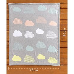 Babyhug Premium Knitted Cotton All Season Blanket Cloud Print - Grey Multicolour