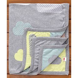 Babyhug Premium Knitted Cotton All Season Blanket Cloud Print - Grey Multicolour