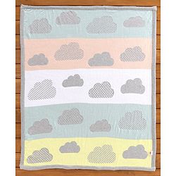 Babyhug Premium Knitted Cotton All Season Blanket Cloud Print - Grey Multicolour