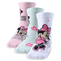 Cute Walk by Babyhug Non Terry Anti Bacterial Ankle Length Socks Disney Minnie Mouse Family Graphics Pack of 3 - Multicolour