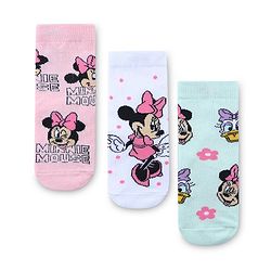 Cute Walk by Babyhug Non Terry Anti Bacterial Ankle Length Socks Disney Minnie Mouse Family Graphics Pack of 3 - Multicolour