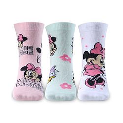 Cute Walk by Babyhug Non Terry Anti Bacterial Ankle Length Socks Disney Minnie Mouse Family Graphics Pack of 3 - Multicolour