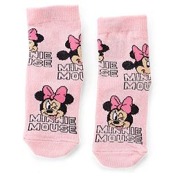 Cute Walk by Babyhug Non Terry Anti Bacterial Ankle Length Socks Disney Minnie Mouse Family Graphics Pack of 3 - Multicolour