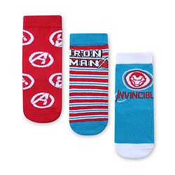 Cute Walk by Babyhug Non Terry Anti Bacterial Ankle Length Socks Marvel Avengers Graphics Pack of 3 - Multicolour