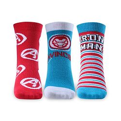 Cute Walk by Babyhug Non Terry Anti Bacterial Ankle Length Socks Marvel Avengers Graphics Pack of 3 - Multicolour