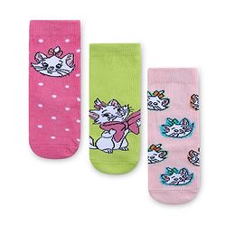 Cute Walk by Babyhug Disney  Cotton Blend Knit  Anti-Bacterial   Ankle Length Socks Aristocats Marie Graphics Pack of 3 - Multicolour