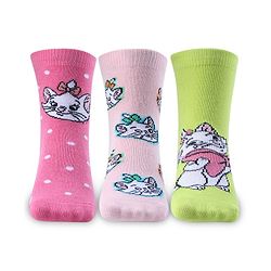 Cute Walk by Babyhug Disney  Cotton Blend Knit  Anti-Bacterial   Ankle Length Socks Aristocats Marie Graphics Pack of 3 - Multicolour