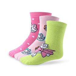 Cute Walk by Babyhug Disney  Cotton Blend Knit  Anti-Bacterial   Ankle Length Socks Aristocats Marie Graphics Pack of 3 - Multicolour