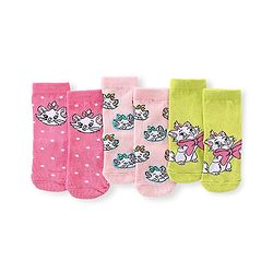 Cute Walk by Babyhug Disney  Cotton Blend Knit  Anti-Bacterial   Ankle Length Socks Aristocats Marie Graphics Pack of 3 - Multicolour