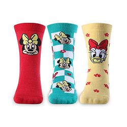 Cute Walk by Babyhug Disney   Cotton Blend Knit  Anti-Bacterial Ankle Length Socks Minnie Mouse Family Graphics Pack of 3 - Multicolour