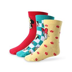 Cute Walk by Babyhug Disney   Cotton Blend Knit  Anti-Bacterial Ankle Length Socks Minnie Mouse Family Graphics Pack of 3 - Multicolour