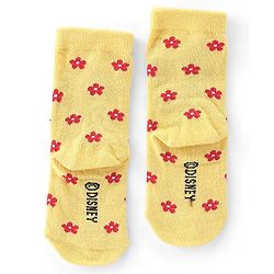 Cute Walk by Babyhug Disney   Cotton Blend Knit  Anti-Bacterial Ankle Length Socks Minnie Mouse Family Graphics Pack of 3 - Multicolour
