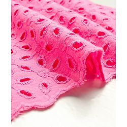 Babyhug Cotton Woven Sleeveless Schifli Top- Pink